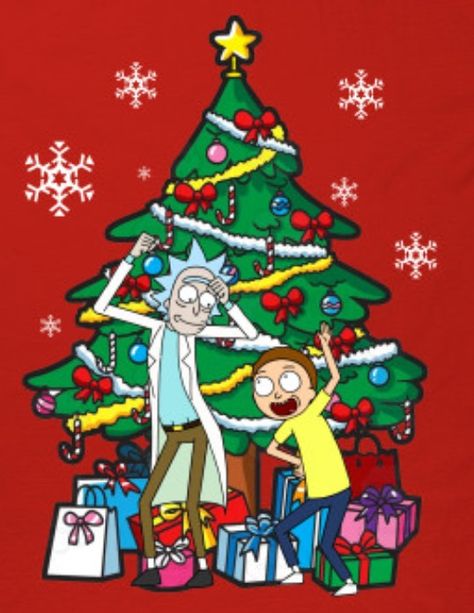 Rick and Morty x Rocking Around The Christmas Tree Rick And Morty Christmas Tree, Rick And Morty Christmas Wallpaper, Christmas Rick And Morty, Rick And Morty Christmas, Rick And Morty Crossover, Rocking Around The Christmas Tree, Rick And Morty Poster, Color Poster, Rick Y Morty