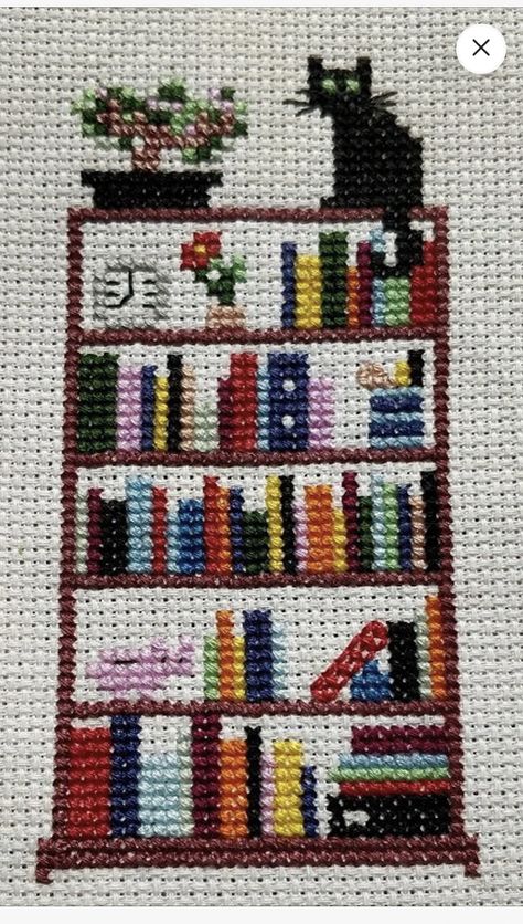 Cat On Bookshelf, Celebrities Tattoos, Cross Stitch Owl, Cat Cross Stitches, Cat Cross Stitch Pattern, Small Cross Stitch, Pola Kristik, Cross Stitch Bookmarks, Beaded Cross Stitch