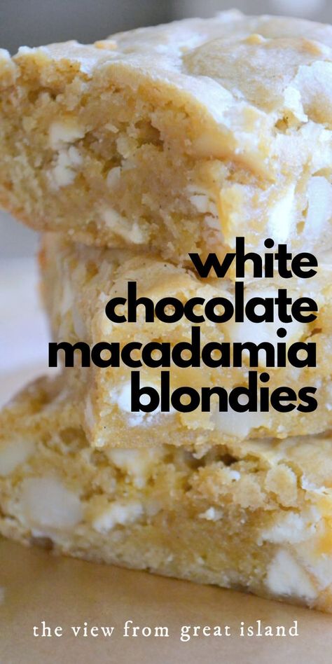 Macadamia Recipes, Blondies Brownies, White Chocolate Macadamia Nut, Kids Baking, White Chocolate Macadamia, Chocolate Macadamia, Dessert Bar Recipe, Dessert Easy, Macadamia Nut