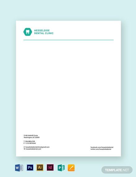 Free Dental Care Letterhead Template - PSD | Illustrator Brochure Design Layouts, Oral Surgeon, Microsoft Publisher, Letterhead Template, Letterhead Design, Word File, Blog Website, Dental Clinic, Text Image