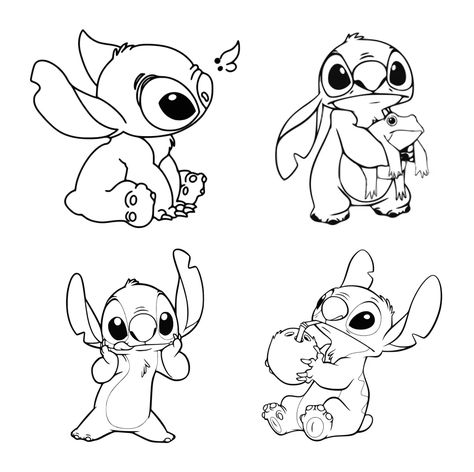 Small Stitch Tattoo Disney, Stitch Disney Tattoo Small, Stitch Cartoon Drawing, Stitch Tattoo Stencil, Lilo And Stitch Tattoos, Stitch Tattoo Ideas Small, Simple Disney Tattoos, Disney Stencils, Disney Stitch Tattoo