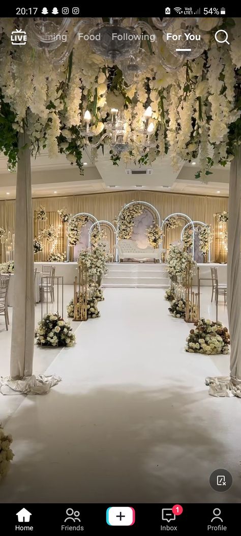 Asian Wedding Venues, Asian Wedding Decor, Wedding Venues Uk, Wedding Backdrop Decorations, English Wedding, Wedding Dress With Veil, Wedding Decor Style, White Florals, Venue Decor