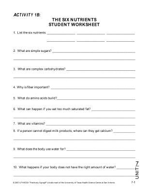 6 Essential Nutrients, Nutrition Worksheets, Worksheets For High School, Middle School Grammar Worksheets, Middle School Health, High School Health, Health Worksheets, Christmas Math Worksheets, Health Quotes Inspirational