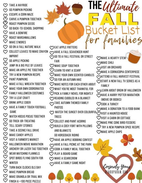 Print the ultimate fall bucket list for families and start making memories this autumn while you watch the leaves change color. Bucket List For Families, Fall Scavenger Hunt, Fun Fall Activities, Fall Bucket List, Fall Activities, Happy Fall Y'all, Fall Holidays, Fall Family, Autumn Activities