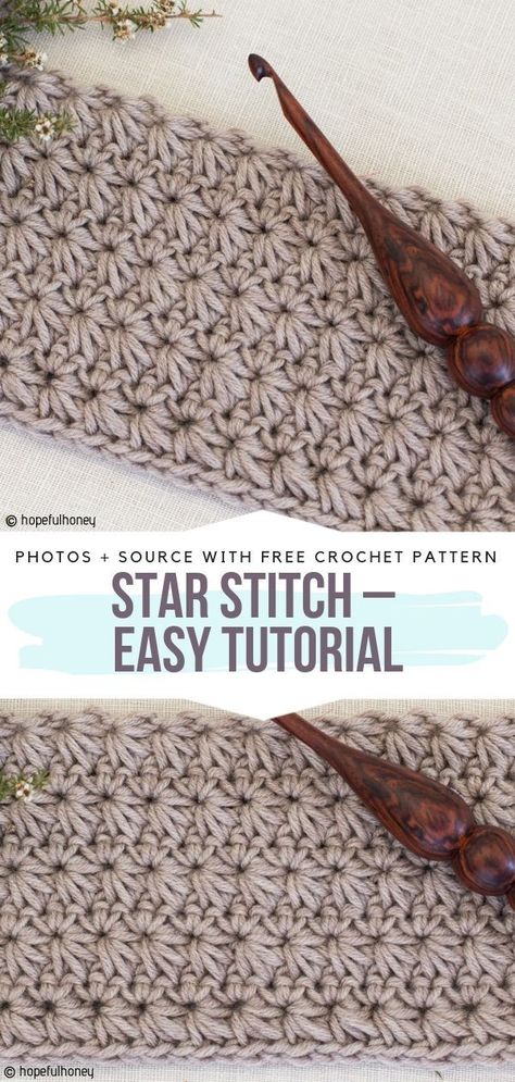 Star Stitch – Easy Tutorial Free Crochet Pattern #crochetstitch Corak Krusye, Crochet Stitches Free, Easy Crochet Stitches, Crochet Stars, Crochet Blog, Stitch Crochet, Basic Crochet Stitches, Crochet Stitches Tutorial, Crochet Instructions