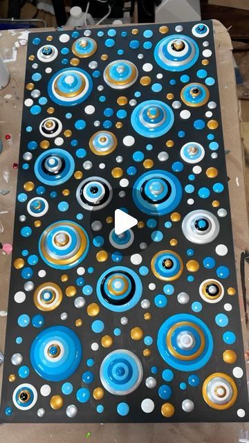 Jenny Furst, Furst Art Studio on Instagram: "Cris wanted a layered blob painting in turquoise blues, gold, silver, black and white. Always fun playing playing with frog tape. #blobpainting #frogtape #blobart" Blob Painting, Blob Art, Dot Painting, Art Techniques, Turquoise Blue, Art Studio, Cyberpunk, Art Drawings, Dots