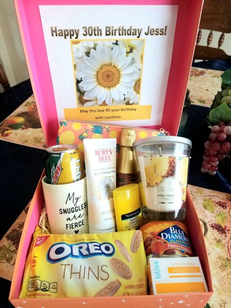 I couldn't decide what to get my best friend for her 30th birthday and then found this idea. She LOVED it!!! Such a thoughtful sweet way to wish someone beauitful bday wishes. 30th Birthday Gifts For Best Friend, 30 Birthday Gifts, Bday Wishes, 20th Birthday Gift, Birthday Basket, Bestie Birthday, Box Of Sunshine, 30th Bday, Birthday Gift Baskets