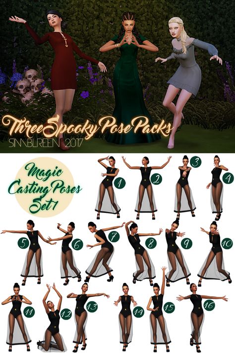 mamalovesnuts: Three Spooky Pose Packs ... : MMFINDS Sims 4 Witch Poses, Magic Casting Pose Reference, Ts4cc Poses, Sims 4 Witch Cc, Sims 4 Controls, Solo Poses, Sims Poses, 4 Poses, Sims Packs