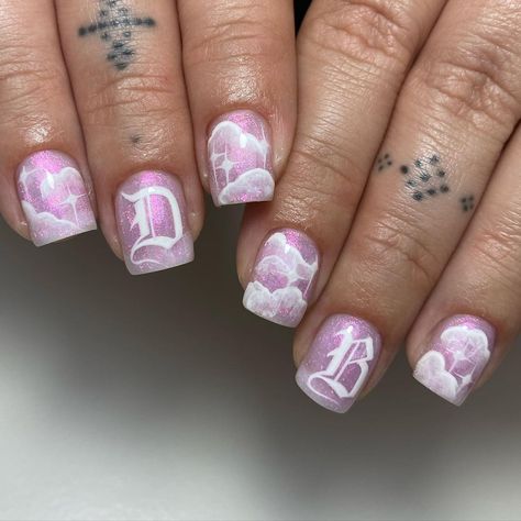 Gothic Letter Nails, Lettering On Nails, Letter Nails, Bachelorette Nails, Old English Letters, Aesthetic Clouds, Gothic Lettering, Font Letters, Gothic Font