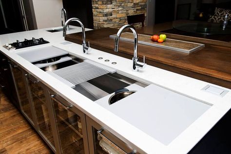 Galley Kitchens Ideas, Galley Kitchen Sink, Galley Kitchen Renovation, Kitchen Sink Remodel, Galley Sink, Corner Kitchen Sink, Kitchen Galley, Best Kitchen Sinks, White Kitchen Sink