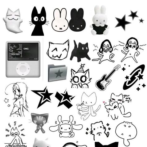 Sticker Ideas Y2k, Phone Case Ideas Black And White, Aesthetic Phone Case Stickers Printable Black And White, Y2k Stickers Printable Black And White, Y2k Printable Stickers, Phone Case Decoration Stickers, Black And White Stickers Printable, Black And White Stickers Free Printable, Y2k Stickers Printable