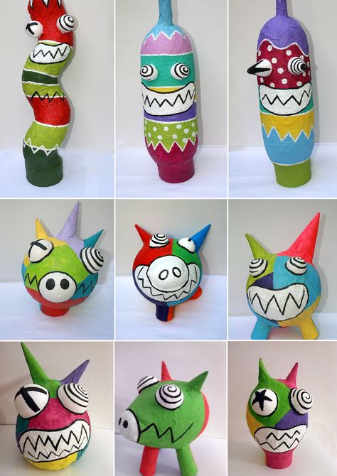 Colorful Art Projects, معرض فني, Diy Keramik, 3d Art Projects, Paper Mache Projects, Recycled Art Projects, Paper Mache Art, Paper Mache Crafts, Sculpture Projects