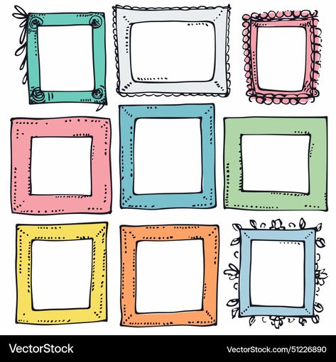 How To Draw A Picture Frame, Fun Frames, Surreal Dream, Decorative Frames, Doodle Borders, Picture Frame Gallery, Doodle Frame, Doodle Frames, Vector Border