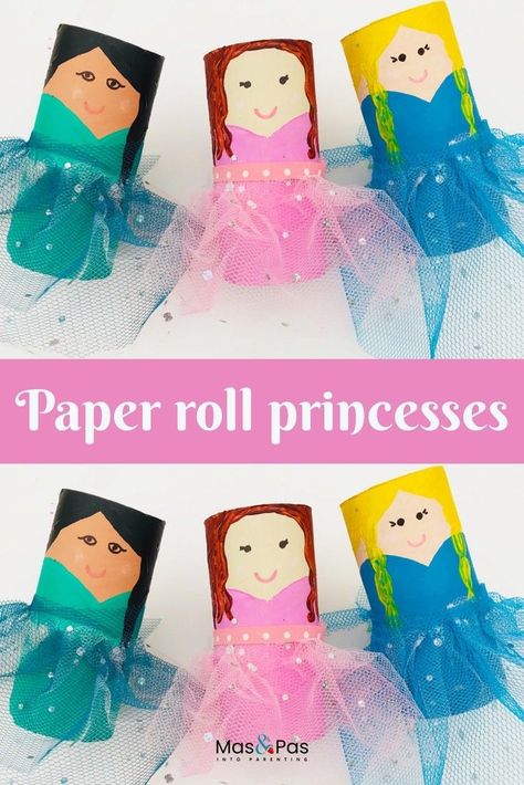 Transform a humble toilet roll into a pretty princess all dressed to go to the ball. A beautiful princess craft for kids. A gorgeous TP roll princess craft for fairytale mad children. The tulle netting adds a little bit of extra pizazz to this fairytale craft. #paperrollprincess #TProllprincess #princesstoiletpaperroll #princesstoiletroll #princesstoiletrollcraft Princess Crafts For Kids, Fairytale Crafts, Fairy Tale Crafts, Make Your Own Paper, Princess Crafts, Toilet Roll Craft, Toilet Paper Crafts, Princess Kids, Toilet Paper Roll Crafts