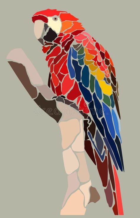 Scarlet Macaw Drawing, Macaw Illustration, Macaw Drawing, Abstract Bird Art, Macaw Bird, Colorful Animal Paintings, Mosaic Art Diy, Scarlet Macaw, Abstract Bird