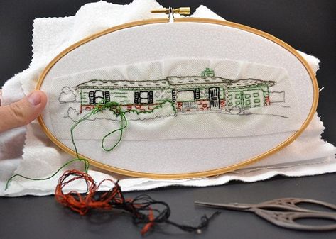 How to Turn a Home Into an Embroidery Pattern How To Embroider A House, Home Embroidery Pattern, Old Black And White Photos, Home Embroidery, Dollar Store Halloween, Knitted Afghans, Happy Home, Boho Diy, Embroidery Craft