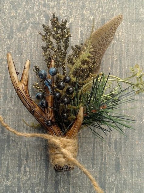 Antler Boutonniere, Antler Bouquet, Antler Christmas Decor, Diy Boutonniere Wedding, Fall Wedding Groomsmen, Boutineer Wedding, Navy Flower Girl, Biker Wedding, Small Deer