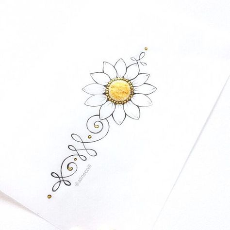 • G I R A S S O L • Ou margarida? #unalome #unalometattoo #sunflower #sunflowertattoo #rustictattoo Sunflower Tattoo Sleeve, Beginner Tattoos, Unalome Tattoo, Daisy Tattoo, Sunflower Tattoos, Desenho Tattoo, Sunflower Tattoo, Cover Up Tattoos, Symbolic Tattoos