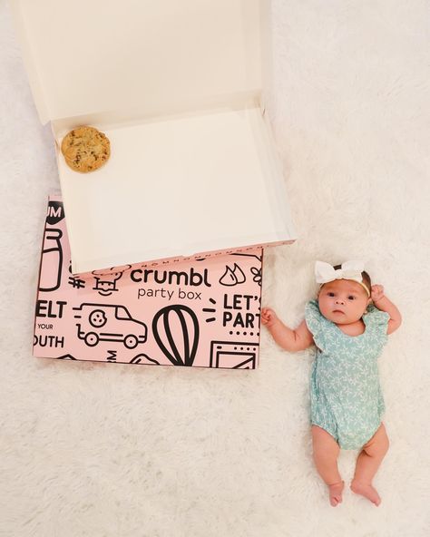 Crumbl Cookie Baby Milestone - 1 month Photo Cookie Monthly Milestone Pictures, Girl Monthly Milestone Ideas, June Baby Milestone Picture, Monthly Milestone Pictures Holiday, Disney Theme Monthly Milestone, One Month Baby, Monthly Baby Photos, Milestone Pictures, Monthly Photos