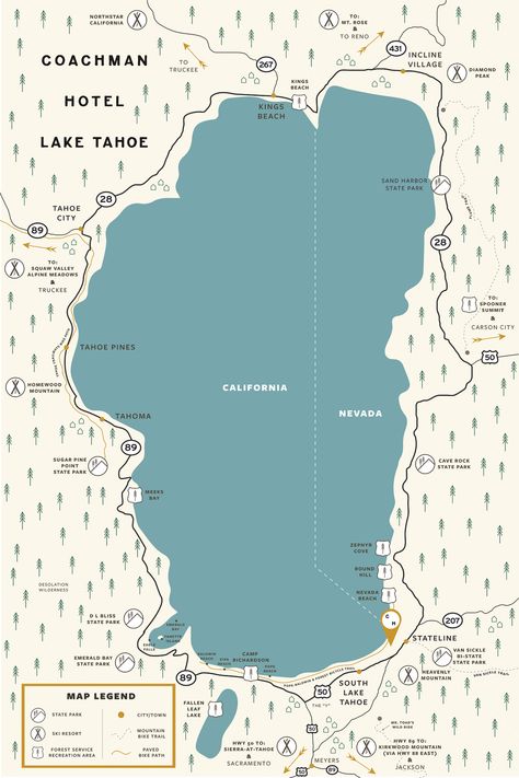 Lake Tahoe Aesthetic, Green Graphic Design, Cartography Design, Lake Tahoe Map, Lake Tahoe Trip, Graphic Design Clients, Outline Pictures, Tahoe Trip, 2023 School