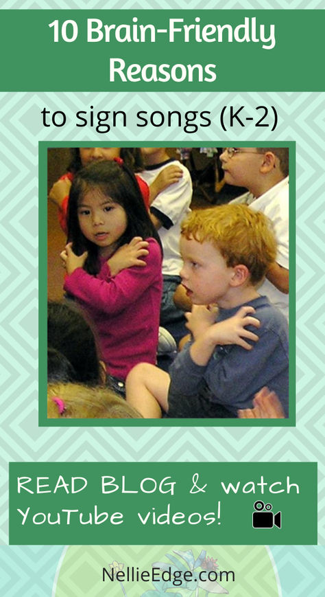 Discover 10 reasons signing songs accelerates learning and sparks joy all year long! Read this Nellie Edge K-2 blog that documents how to enhance all students’ language, literacy & communication skills. Sing, sign & perform language! These American Sign Language (ASL) YouTube videos from professional signers create multisensory learning experiences. Enhance the meaning of the Pledge of Allegiance by teaching children to perform it for families. Parents will be astounded & delighted! Sign Language For Classroom, Multisensory Teaching, Multi Sensory Learning, Kindergarten Art Lessons, Abc Phonics, Kindergarten Songs, Brain Learning, Teaching First Grade, Kindergarten Resources