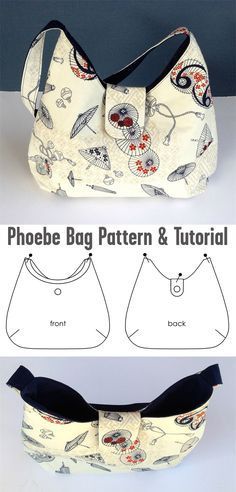 Phoebe Bag Pattern and Tutorial Hobo Purse Patterns Free, Hand Sewn Purses Free Pattern, Hobo Purse Patterns Free Diy Bags, Simple Bag Sewing Pattern Free, Phoebe Bag Free Pattern, Small Shoulder Bag Pattern, Purses To Sew Free Pattern, Diy Hand Bags Free Pattern, Easy Bag Sewing Pattern Free