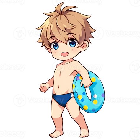 Swimming Attire, Chibi Pose, Chibi Poses, Peter Yb, Swimsuit Photos, Swimming Anime, Chibi Boy, Men Beach, Cityscape Photos