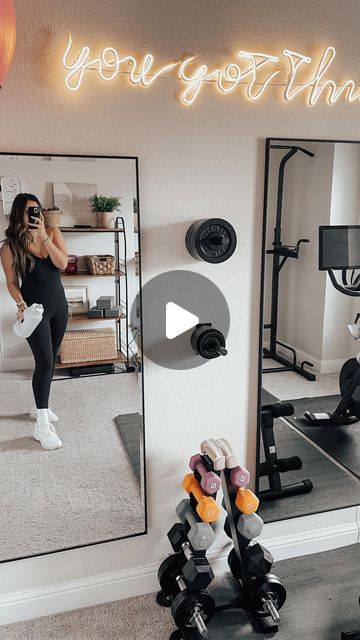 1,786 likes, 72 comments - missjessicanicoleblog on January 17, 2023: "HOME GYM REVEAL! And now all of a sudden I want to workout 24/7. I love how this quick home gym ..." Garage Gym Inspiration, Home Gym In Bedroom, Gym In Bedroom, House Gym Room, Gym Office Combo, Home Office Gym Combo Layout, Home Office Gym Combo, Bedroom Gym Ideas, Office Gym Combo