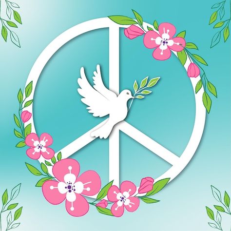 Happy peace day vector design | Premium Vector #Freepik #vector #peace-logo #peace-day #peace-background #peace-dove Poster On Peace, World Peace Poster, World Peace Art, Peace Background, Class Board Decoration, Peace Drawing, World Peace Day, Peace Logo, Peace Day