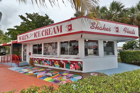 Five Best Ice-Cream Shops in Coral Gables/South Miami (7) Parlor Ideas, Walls Ice Cream, Old Fashioned Ice Cream, Ice Cream Business, Planet Coaster, Soda Shop, Shop Facade, Cream Candy, South Miami