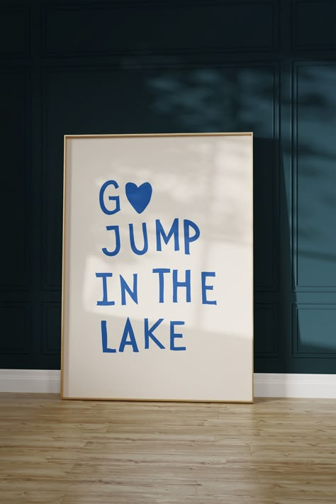 Lake House Print Blue Heart Typography Poster Trendy Lake Decor Summer Camp Print Cute Swimming Wall Art Digital Download 1 Print - Etsy Cozy Art Prints, Lake Interior Design, Lake House Bedroom Ideas Guest Rooms, Lake House Drawing, Lakehouse Wall Decor, Lake House Bedroom Ideas, Lake House Aesthetic, Summer House Decor, Lake House Bedroom Decor