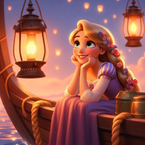 Disney Characters Female, Anime Dpz, Emo Aesthetic Wallpaper, Disney Anime Style, Tangled Lanterns, Disney Princess Artwork, Disney Princess Rapunzel, Disney Princess Makeover, Art Puzzle