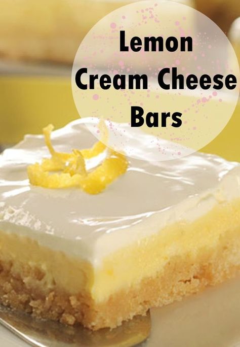 Cream Cheese Lemon Bars, Lemon Cream Cheese Bars Recipe, Lemon Desserts Cake, Lemon Desserts Healthy, Lemon Desserts Easy, Lemon Cream Cheese Bars, Cheese Bars, Cream Cheese Bars, Lemon Cheese