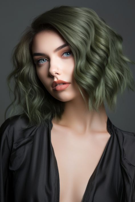 Unique Trending hairstyle ideas|hairstyles for thinning hair For Women Olive Blonde Hair, Green Hair Women, Muted Hair Color, Olive Green Hair Color, Olive Hair Colour, Olive Green Hair, Trending Hair Color, Hairstyles For Thinning Hair, Boho Chic Hairstyles