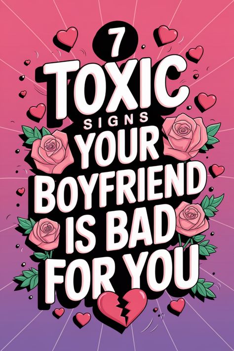 Discover the 7 toxic signs that indicate your boyfriend may not be good for you. Learn how to recognize the warning signals and protect yourself from a harmful relationship. Understanding these red flags can help you make informed decisions about your love life and well-being. Evaluate your current situation and empower yourself to prioritize your mental and emotional health. Recognizing unhealthy relationships is the first step towards creating a positive future for yourself. How To Be Toxic, How To Be A Good Boyfriend, Leaving A Relationship, Positive Future, Truth Or Dare Questions, Find A Husband, Love Articles, Relationships Are Hard, Communication Tips