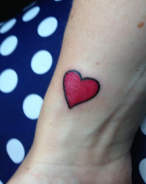 My latest edition... My heart belongs to Paris! Had this done Paris this morning, felt right to get my love heart done while in Paris. ❤  #paris #love 3 Red Hearts Tattoo, Red Heart Black Outline Tattoo, Red Heart Tattoo On Chest, Mini Black Heart Tattoo, Small Red Heart Outline Tattoo, Micro Red Heart Tattoo, Tattoo Red Ink, Red Heart Tattoo, Couple Tattoo Heart