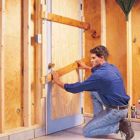 Safe Home Security, Garage Entry Door, Garage Security, Burglar Proof, Shtf Preparedness, Mediterranean Living, Garage Entry, Home Security Tips, Wooden Garage