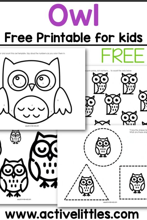 Free Printable Owl Template - Active Littles Owl Printables Free, Owl Template Printable Free, Owl Activities For Preschool, Owl Patterns Free Printables, Owl Crafts For Preschoolers, Owl Crafts Preschool, Owl Diaries, November Themes, Owl Activities