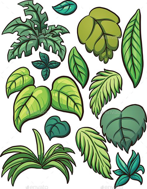 Tropical Leaves Jungle Theme Drawing, Jungle Drawings, Tropical Leaves Drawing, Simple Nature Drawing, Tropical Cartoon, Cartoon Leaves, Leaves Cartoon, Leaf Vector Illustration, Vbs Jungle