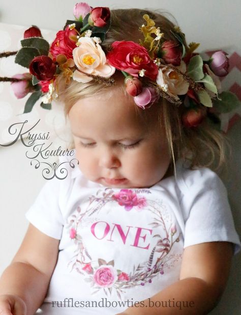 Boho Birthday "One" Onesie/Shirt, Birthday - Ruffles & Bowties Bowtique Birthday Outfit Fall, Boho Baby Birthday, Wildflower 1st Birthday, Fall Birthday Outfit, Baby Fall Fashion, Baby Birthday Shirts, Floral Head Wreath, Fall Fashion Ideas, Fashion Birthday