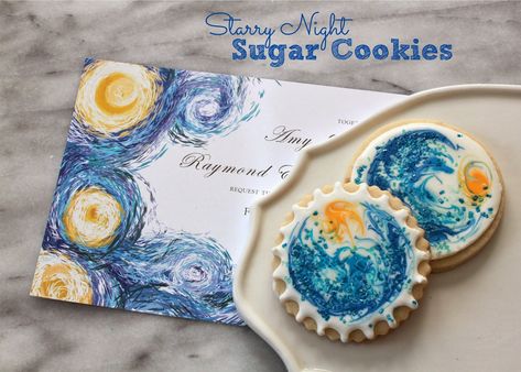 Starry Night Sugar Cookies (Tutorial) Delicious Cookies Homemade, Cookie Decoration, Decorated Cookies Tutorial, Art Cake, Food Artists, Cookie Recipes Homemade, Dipped Cookies, Royal Icing Recipe, Cookie Tutorials