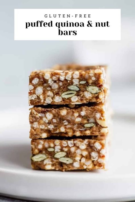 Puffed Quinoa Bars Healthy, Puffed Quinoa Recipes Healthy, Quinoa Puff Bars, Puffed Millet Bars, Puffed Quinoa Granola Bars, Quinoa Puffs Recipes Healthy, Puffed Quinoa Granola, Puffed Quinoa Treats, Puff Quinoa Recipes