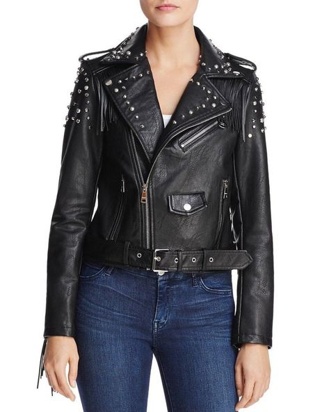 Leather Jacket Zipper, Studded Leather Jacket, Fringe Leather Jacket, Fringe Fashion, Studded Jacket, Black Motorcycle, Genuine Leather Jackets, Leather Biker Jacket, Leather Motorcycle Jacket