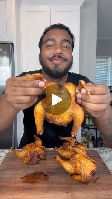 Renzo on Instagram: "Deep Fried Cornish Hens! 

The perfect addition to any meal especially if you want smaller portions! (You can eat the whole thing and not feel guilty too 😂) 

Saw my girl @kimmyskreations.1 do this awhile back and wanted to try myself!

Full ingredient list: 

4 Cornish hens 
1-2 tsp garlic powder
1-2 tsp onion powder
1-2 tsp smoked paprika 
1-2 tsp dried oregano 
1-2 tsp black pepper 
1/2-1 packet sazon 
Frying oil of your preference (350-375) 

For injectable butter: 
2 sticks butter melted 
1 tsp garlic powder
1 tsp onion powder
1 tsp smoked paprika 
1 tsp dried oregano 
1/2 packet sazon" Fried Cornish Hen Recipe, Fried Cornish Hens, Smoked Cornish Hens, Holiday Dinner Recipes, Cornish Hen Recipe, Cornish Hen, Smaller Portions, Cornish Hens, Ingredient List