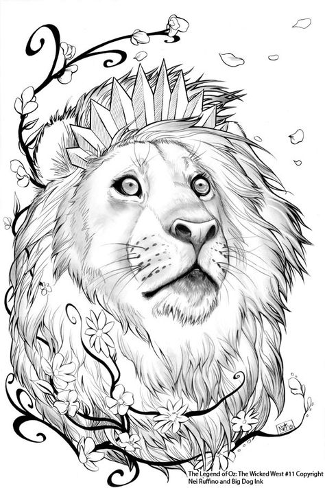 Oz 11 Cowardly Lion by `ToolKitten on deviantART Narnia Coloring Pages, Lion Coloring, Funny Lion, Lion Coloring Pages, Lion Poster, Traditional Media, Cowardly Lion, Lion Tattoo Design, Doodle Coloring