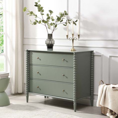 Lyndon Sage Green Bobbin 3 Drawer Chest | daals Bobbin Armchair, Green Chest Of Drawers, Green Furniture, 3 Drawer Dresser, 3 Drawer Chest, White Sofas, Best Sofa, Large Drawers, Drawer Chest