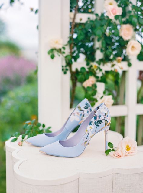 Martha Weddings, Something Blue Wedding, Floral Heels, Martha Stewart Weddings, Wedding Heels, Something Blue, Dream Wedding Dresses, Blue Wedding, Blue Shoes