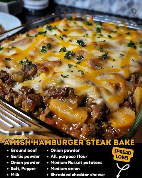 Easy Family Recipes Steak Bake, Baked Steak, Easy Family Recipes, Easy Peasy Recipes, Cabbage Casserole, Hamburger Steak, Hamburger Recipes, Amish Recipes, Beef Dinner