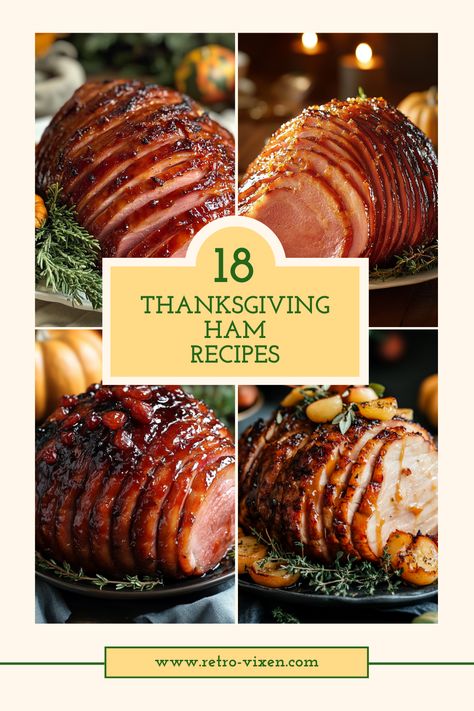 18 Traditional Thanksgiving Ham Recipes - Retro Vixen How To Prepare Ham, Thanksgiving Ham Recipes, Perfect Ham, Thanksgiving Ham, Traditional Thanksgiving Recipes, Honey Glazed Ham, Slow Cooker Ham, Traditional Thanksgiving, Holiday Ham