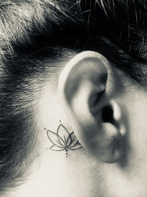 Lotus Flower Ear Tattoo, Behind The Ear Lotus Tattoo, Lotus Behind Ear Tattoo, Lotus Ear Tattoo, Lotus Tattoo Behind Ear, Lotus Flower Tattoo Behind Ear, Flower Tattoo Behind Ear, Flower Tattoo Ear, Lotus Tattoo Back